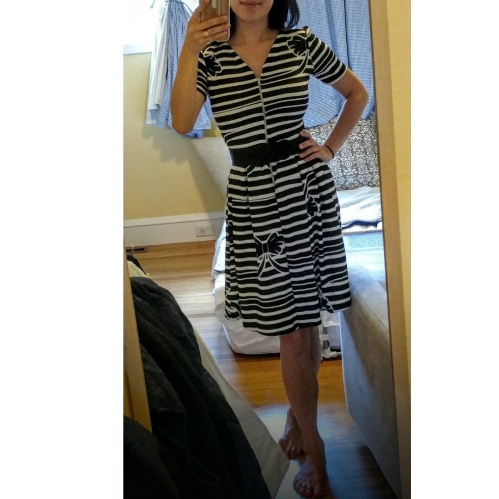 LuLaRoe Black and White Striped Midi Dress - Picture 3 of 3